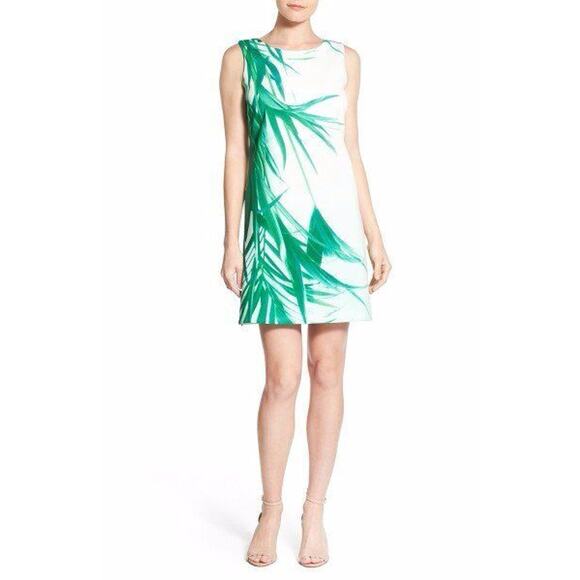Catherine Malandrino Raffie Placid Palm Print Vback Shift Dress 6 NEW - Picture 1 of 12